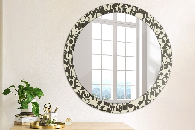 Espelho decorativo redondo Tipografia abstrata