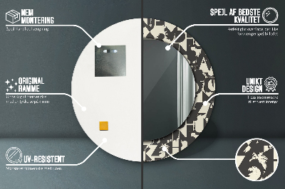 Espelho decorativo redondo Tipografia abstrata