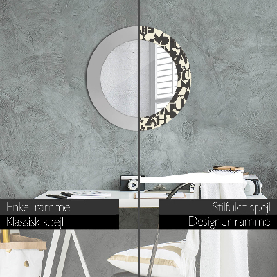 Espelho decorativo redondo Tipografia abstrata