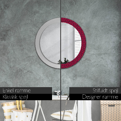 Espelho decorativo redondo xadrez vermelho