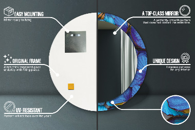 Espelho redondo decorativo Borboleta azul e verde