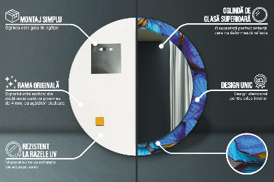 Espelho redondo decorativo Borboleta azul e verde