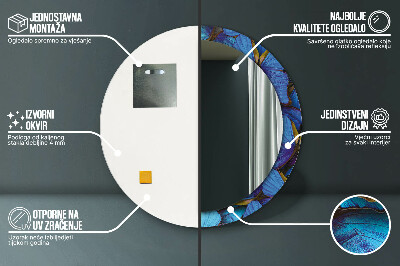 Espelho redondo decorativo Borboleta azul e verde