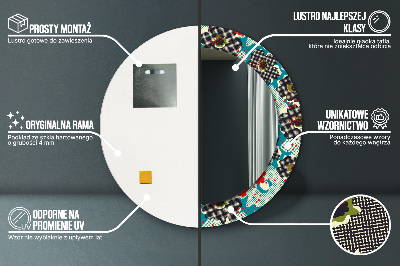 Espelho redondo decorativo Padrão de flores retrô