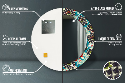 Espelho redondo decorativo Padrão de flores retrô