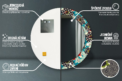 Espelho redondo decorativo Padrão de flores retrô