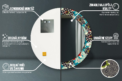 Espelho redondo decorativo Padrão de flores retrô