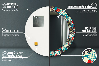 Espelho redondo decorativo Padrão de flores retrô