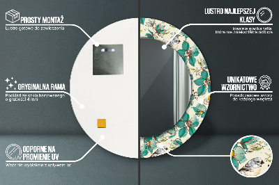 Espelho redondo decorativo Flores e pássaros