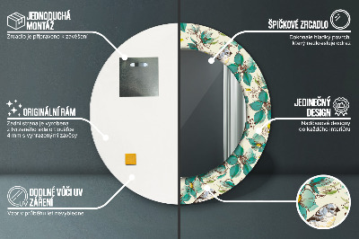 Espelho redondo decorativo Flores e pássaros