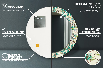 Espelho redondo decorativo Flores e pássaros