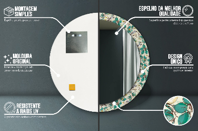 Espelho redondo decorativo Flores e pássaros