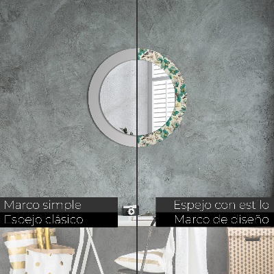 Espelho redondo decorativo Flores e pássaros