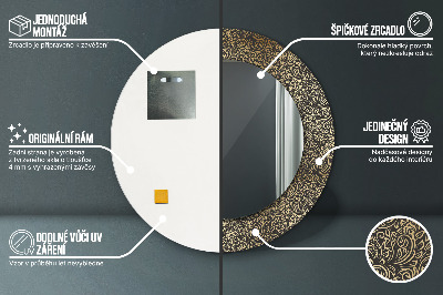 Espelho decorativo redondo Ornamentos de ouro