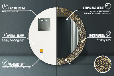 Espelho decorativo redondo Ornamentos de ouro