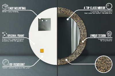 Espelho decorativo redondo Ornamentos de ouro