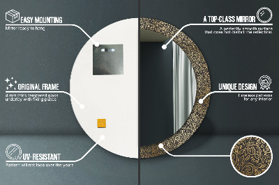 Espelho decorativo redondo Ornamentos de ouro