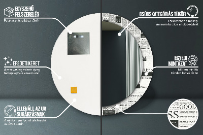 Espelho redondo decorativo Padrão de jornal