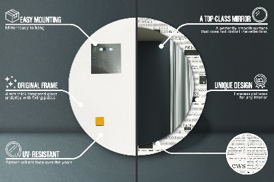 Espelho redondo decorativo Padrão de jornal