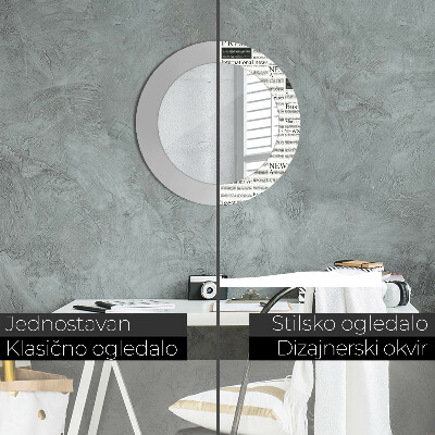 Espelho redondo decorativo Padrão de jornal