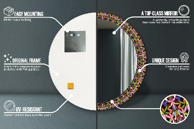 Espelho redondo decorativo Padrão de mandala psicodélica