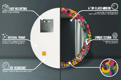 Espelho decorativo redondo Flores pintadas à mão