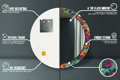 Espelho decorativo redondo Flores pintadas à mão