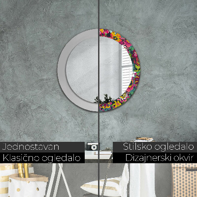 Espelho decorativo redondo Flores pintadas à mão