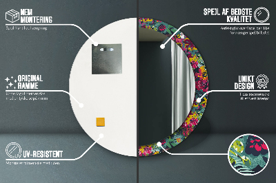 Espelho decorativo redondo Flores pintadas à mão