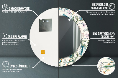 Espelho redondo decorativo Flores em aquarela