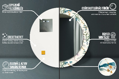 Espelho redondo decorativo Flores em aquarela