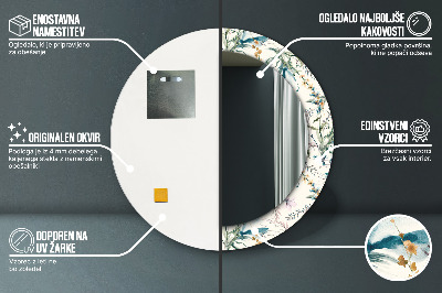 Espelho redondo decorativo Flores em aquarela