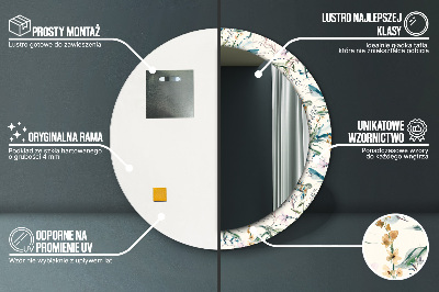 Espelho redondo decorativo Flores em aquarela