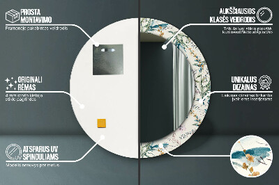 Espelho redondo decorativo Flores em aquarela