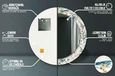 Espelho redondo decorativo Flores em aquarela