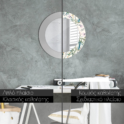 Espelho redondo decorativo Flores em aquarela