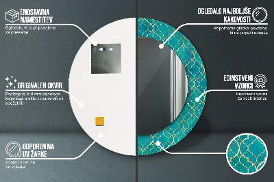 Espelho decorativo redondo Composição verde e dourada