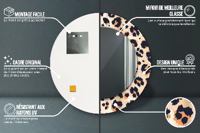 Espelho decorativo redondo Padrão selvagem