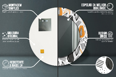 Espelho redondo decorativo Padrão de mamão