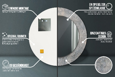 Espelho decorativo redondo Concreto vintage