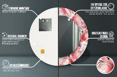 Espelho redondo decorativo Padrão de flamingo