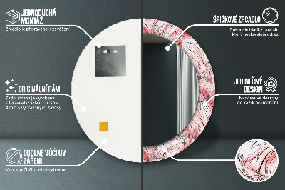 Espelho redondo decorativo Padrão de flamingo