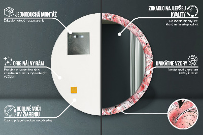 Espelho redondo decorativo Padrão de flamingo