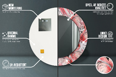 Espelho redondo decorativo Padrão de flamingo