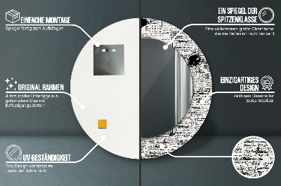 Espelho decorativo redondo Padrão de rabisco