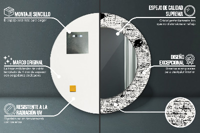 Espelho decorativo redondo Padrão de rabisco