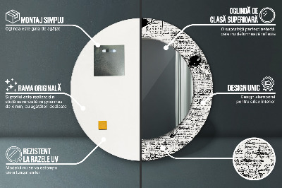 Espelho decorativo redondo Padrão de rabisco