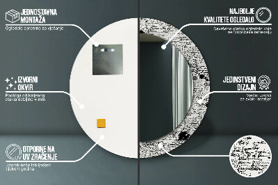 Espelho decorativo redondo Padrão de rabisco