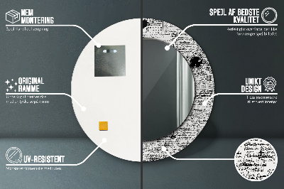 Espelho decorativo redondo Padrão de rabisco