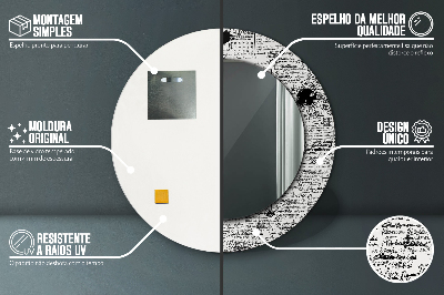 Espelho decorativo redondo Padrão de rabisco